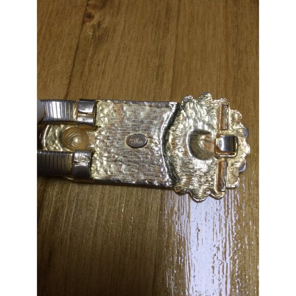 Vintage 80s Gold Tone Rope Belt Ornate Floral & Filigree Buckle Design Preppy main image 5